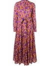 La Doublej Bellini Floral Maxi Shirt Dress In Ceramica Arancio