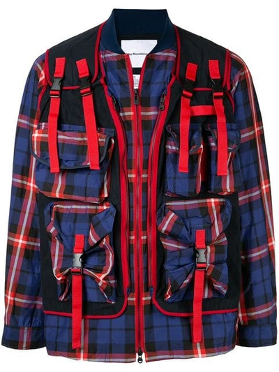 White Mountaineering Check Bomber Jacket In Multicolour