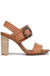 SEE BY CHLOÉ SEE BY CHLOÉ WOMAN BUCKLE-EMBELLISHED LEATHER SANDALS TAN,3074457345620045844