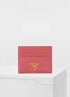 Prada Saffiano Leather Zip Card Holder In Red