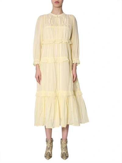 Isabel Marant Étoile Aboni Embroidered Cotton-voile Maxi Dress In Yellow