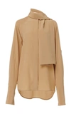 VICTORIA BECKHAM TIE-NECK SILK-CREPE BLOUSE,736092