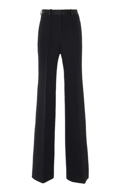 Victoria Beckham Gabardine Satin High-rise Wide Leg Pants In Black