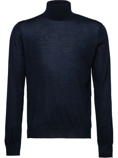 Prada Cashmere Turtle Neck Jumper In Blue