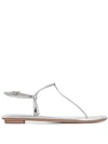 Prada Silver Laminated Thong Sandals