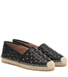 VALENTINO GARAVANI Valentino Garavani Rockstud Spike皮革草编鞋,P00367919