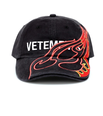 Vetements X Reebok Embroidered Baseball Cap In Black