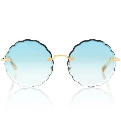 Chloé Rosie Scalloped Sunglasses In Gold/blue