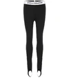 Rabanne Printed Stretch-jersey Stirrup Leggings In Black