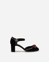 DOLCE & GABBANA VELVET ANKLE STRAPS WITH EMBROIDERY