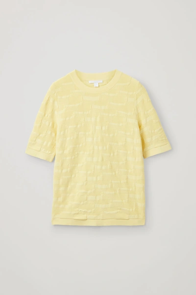 Cos Irregular-stitch Knit Top In Yellow