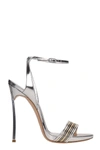 CASADEI SILVER LEATHER BLADE SANDALS,10846654