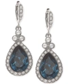 Givenchy Silver-tone Dark Blue Crystal And Pave Teardrop Drop Earrings In Navy