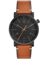 FOSSIL MENS BARSTOW BLACK CASE BROWN LEATHER STRAP