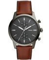 FOSSIL MEN'S TOWNSMAN BROWN LEATHER STRAP WATCH 44MM