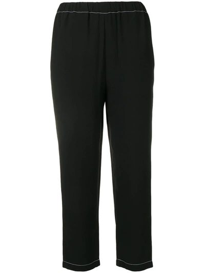 Marni Cotton And Linen Drill Cropped Trousers In Black