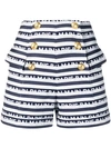 BALMAIN LOGO STRIPE PRINT SHORTS