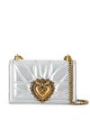 Dolce & Gabbana Medium Devotion Quilted Leather Shoulder Bag In Silver