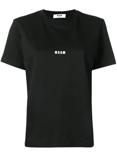 Msgm Small Logo Printed T-shirt In Black