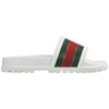 Gucci Pursuit Web Slide Sandals In White