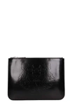 KENZO Kenzo Black Leather Tiger Clutch Bag,10847173