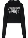 ASHLEY WILLIAMS SLOGAN PRINT CROPPED COTTON HOODIE