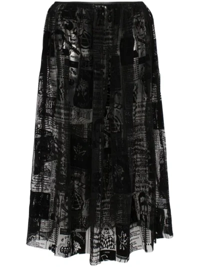 Ashley Williams Magazine Print Mesh Midi Skirt - 黑色 In Black