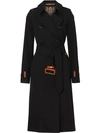 BURBERRY LEATHER DETAIL COTTON GABARDINE TRENCH COAT