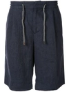 BRUNELLO CUCINELLI BRUNELLO CUCINELLI LINEN DRAWTRING SHORTS - 蓝色