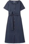 ALEX MILL BELTED COTTON-POPLIN MIDI DRESS