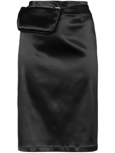 Alyx Detachable Pouch Satin Pencil Skirt In Black
