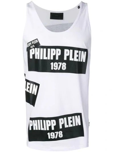 Philipp Plein Logo Print Tank Top In White