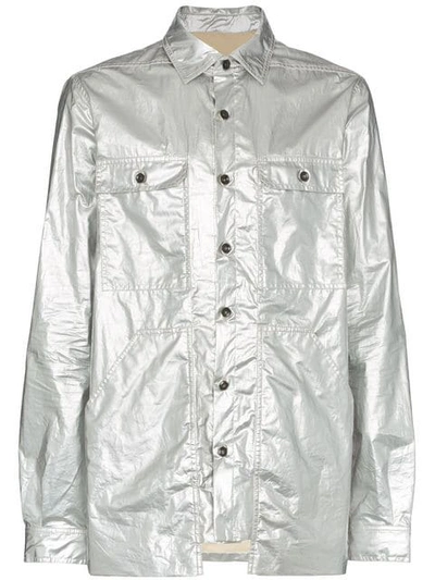 Rick Owens Drkshdw Babel Cargo Pocket Cotton Shirt - 银色 In Silver
