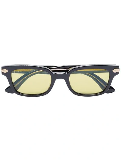 Gucci Black Acetate Yellow Lens Sunglasses