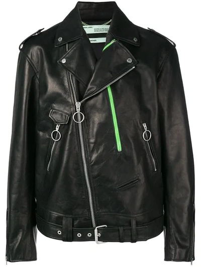 Off-white Exaggerated Biker Jacket - 黑色 In Black