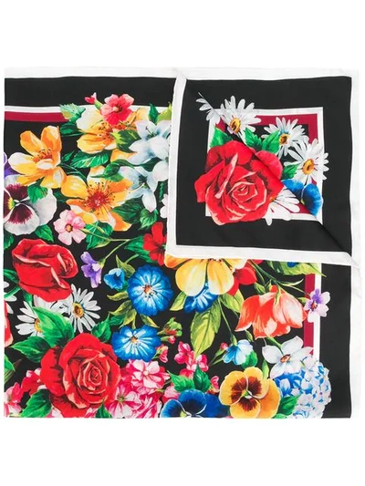 Dolce & Gabbana Floral Print Scarf In Black