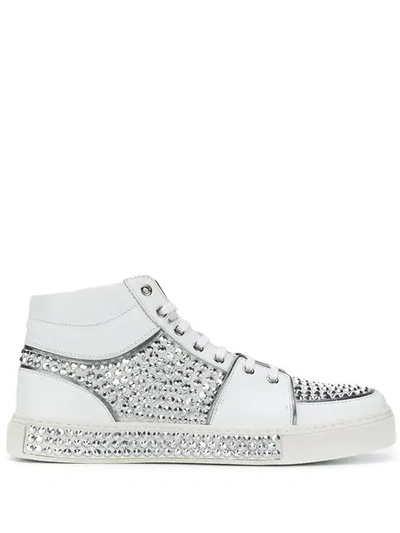 Balmain Crystal Embellished Hi-top Sneakers - 白色 In White