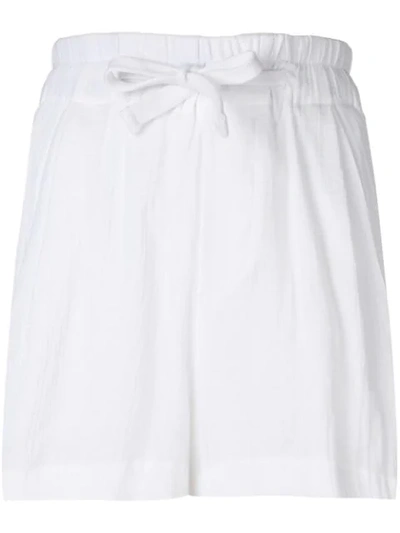 Vince Pleated Cotton Drawstring Shorts In White