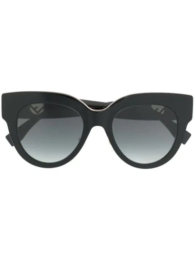 Fendi Round Acetate Sunglasses In Black