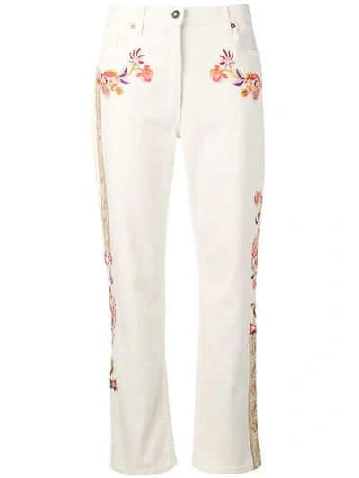 Etro Floral Embroidered Straight Jeans - 大地色 In White