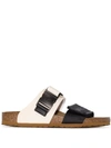 Rick Owens Rotterdam Two-tone Embossed Rubber And Leather Sandals In Neutrals