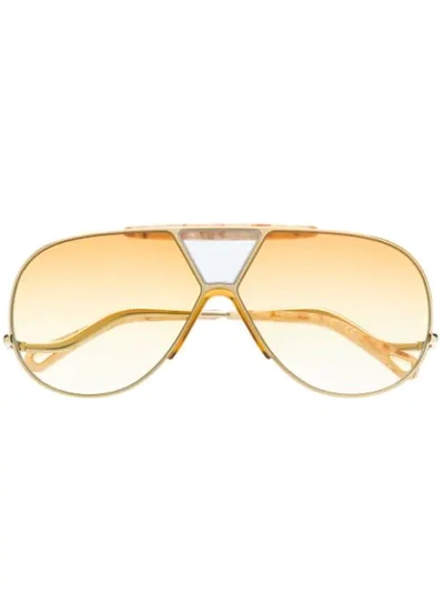 Chloé Willis Navigator-frame Sunglasses In Gold