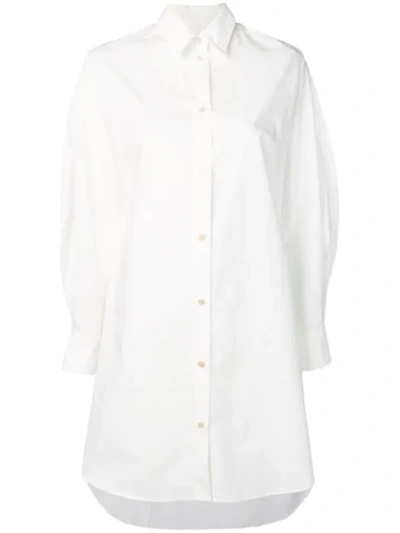 Aalto Sculpture Sleeves Shirt Dress In White