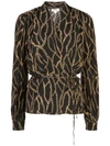 L AGENCE CHAIN PRINTED WRAP BLOUSE