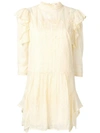 Isabel Marant Étoile Ruffled Pompom Mini Dress In Yellow