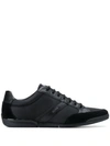 Hugo Boss Lace Up Hybrid Sneakers With Moisture Wicking Lining In Dark Blue