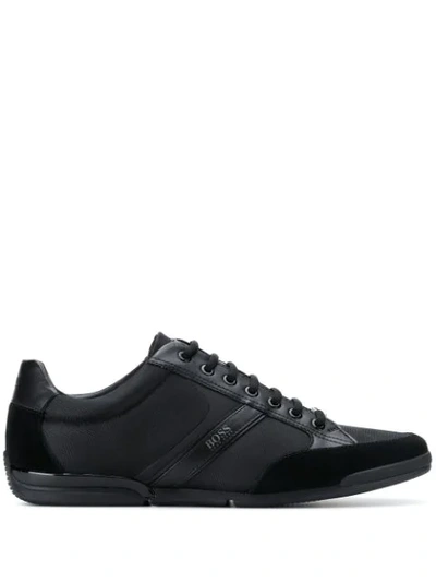 Hugo Boss Lace Up Hybrid Sneakers With Moisture Wicking Lining In Dark Blue