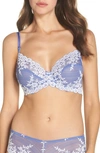 Wacoal Floral Underwired Bra In Bleached Denim / White