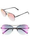 Le Specs Fortifeyed 61mm Mirrored Aviator Sunglasses - Matte Black/ Ice Fire Mirror