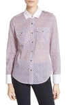 Tory Burch Brigitte Contrast Trim Blouse In New Ivory